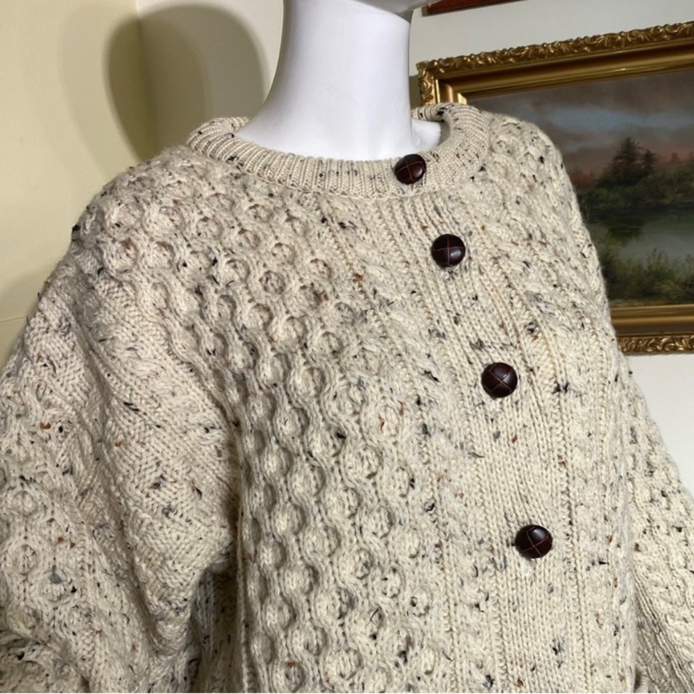 Aran Crafts 100%’Wool Irish Cable Knit Cardigan
